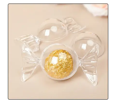 12pcs Creative Circular Transparent Plastic Candy Box Food Grade Material Candy Packaging Box Ferrero Decorative Storage Box