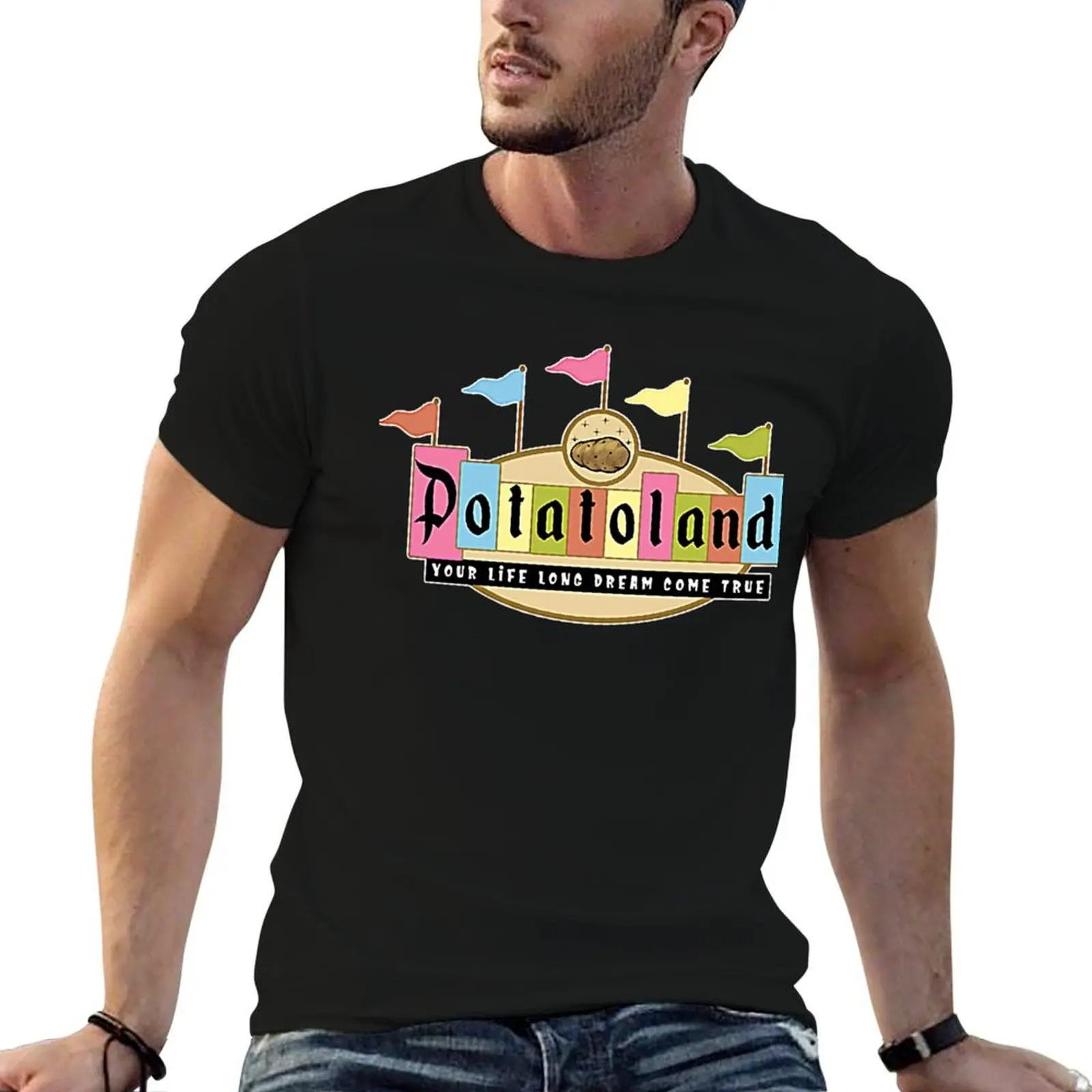

Potatoland Retro Sign T-Shirt anime figures graphics tee shirts for men