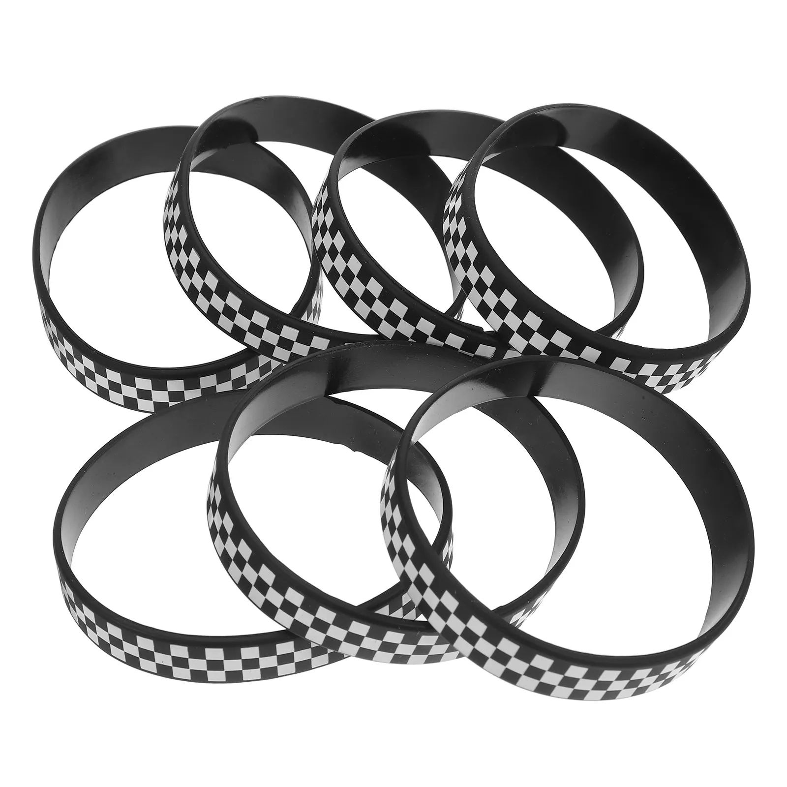 

40Pcs Black White Checkered Wristbands Silicone Race Car Flag Design Textured Sports Party Festival Wristband for Teens Men