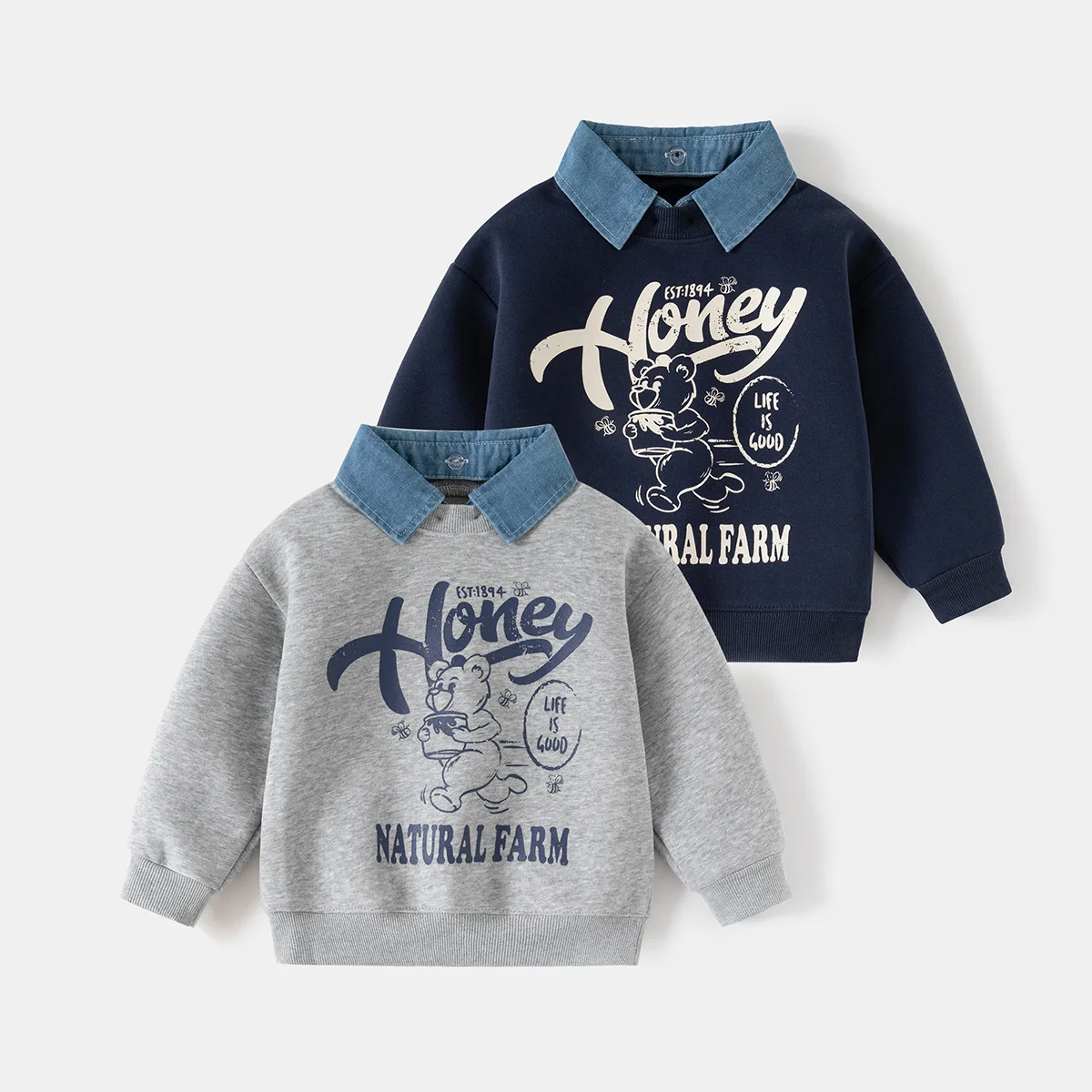 

Children's holiday two-piece hoodie Spring new Korean-style children's clothing, boys' detachable collar jacket, trendy baby top