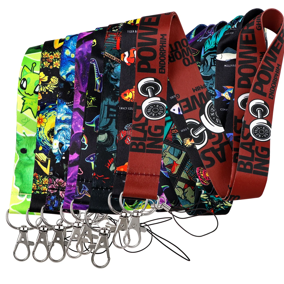 Cartoon Alien Dinosaur Strap Keychain Cat Lanyard For Cars Motorcycles Key Anti-Lost Rope Fahion Accessories Gift for Friend