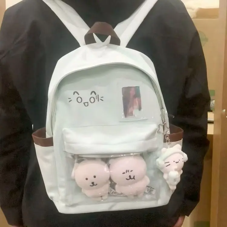 2026 New Large Capacity Commuter Dual Shoulder Bag Girl's Backpack Student Bookbag Vertical Square Shape Iron Hardware