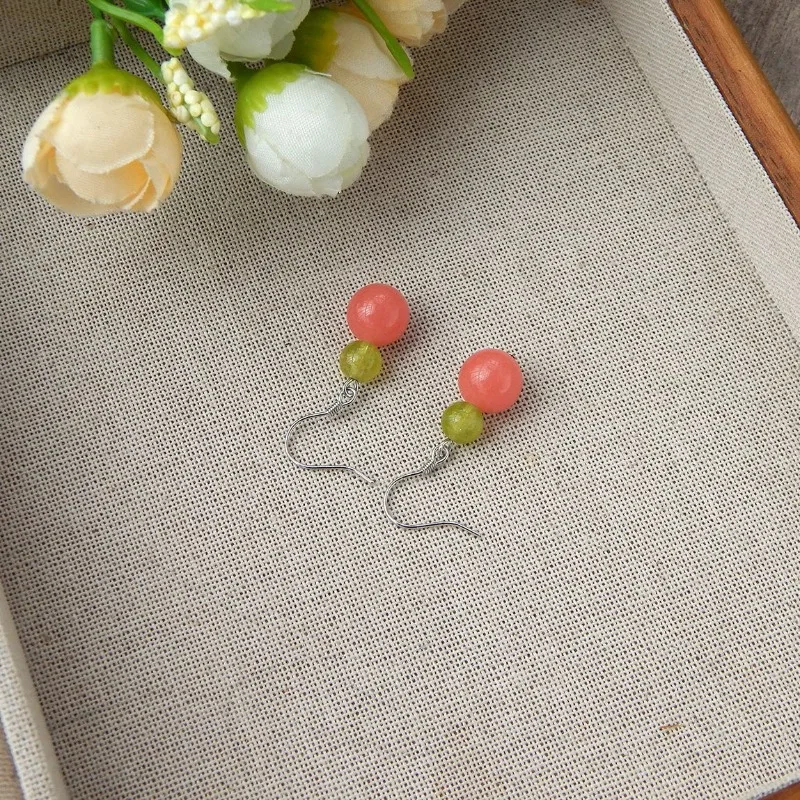 New High-ice Orange Red Bead Earrings, Classic Vintage Earrings