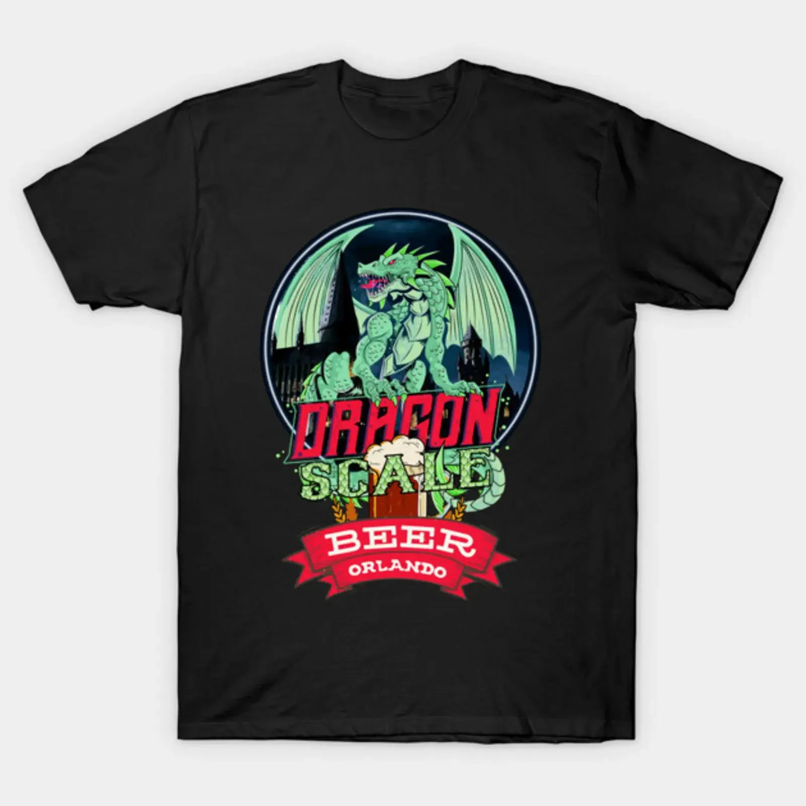 Dragon Scale Beer Orlando T Shirt vintage Washed Slightly Casual Soft streetwear Top For Everyday Wear Stylish Stretched