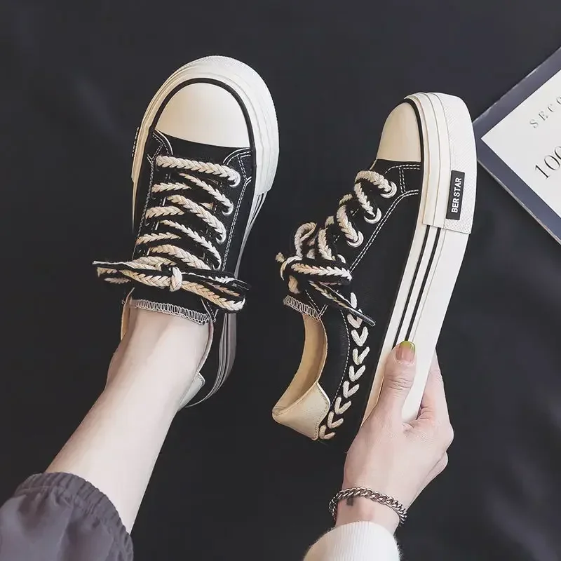 Light Ladies Footwear Korean Women's Canvas Shoes Aesthetic Y2k Fashion Offers Walking Designer Luxury New In Cotton 2024 Deals