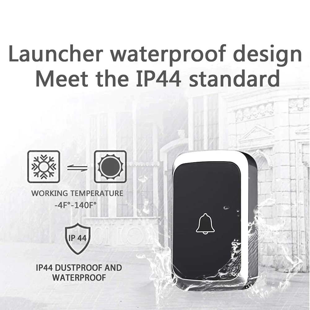 Wireless Doorbell 36 Chimes Door Ring 100-240V 300M Range IP44 Waterproof EU UK US Plug Receiver Door Bell