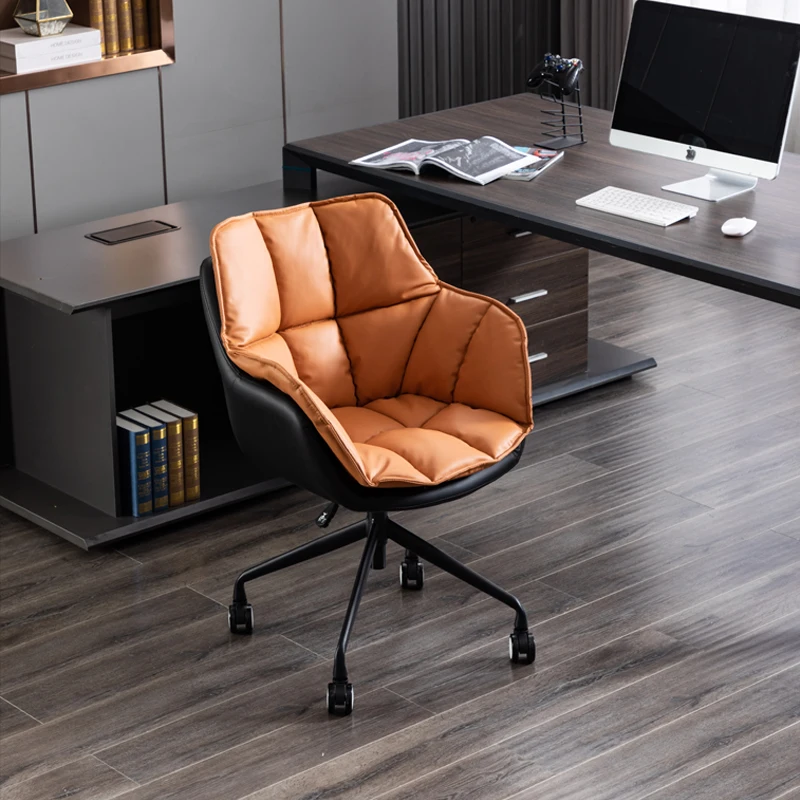 

Italian Luxe Swivel Office Chair, PU Leather Ergonomic Seat, Breathable Adjustable Desk Chair, Silent Home Office Furniture