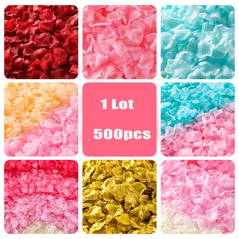 500PCS/Lot 5*5CM Silk Rose Petals For Wedding Decoration Romantic Artificial Rose Flower Petals 31Colors Wedding Accessories