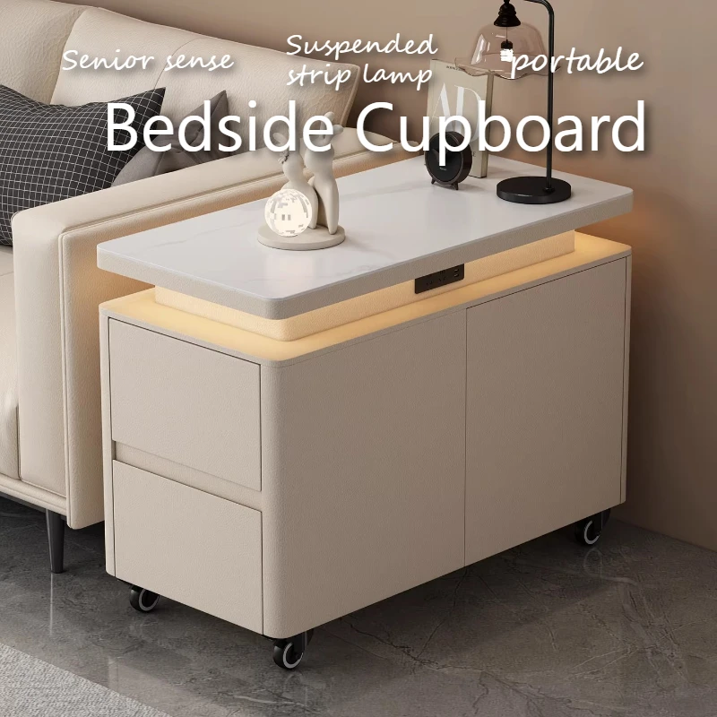 

Multifunction Cabinet Storage Bedside Table Decor Aesthetic Wooden Frame Nightstands Comfortable Bedroom Room Furniture Home