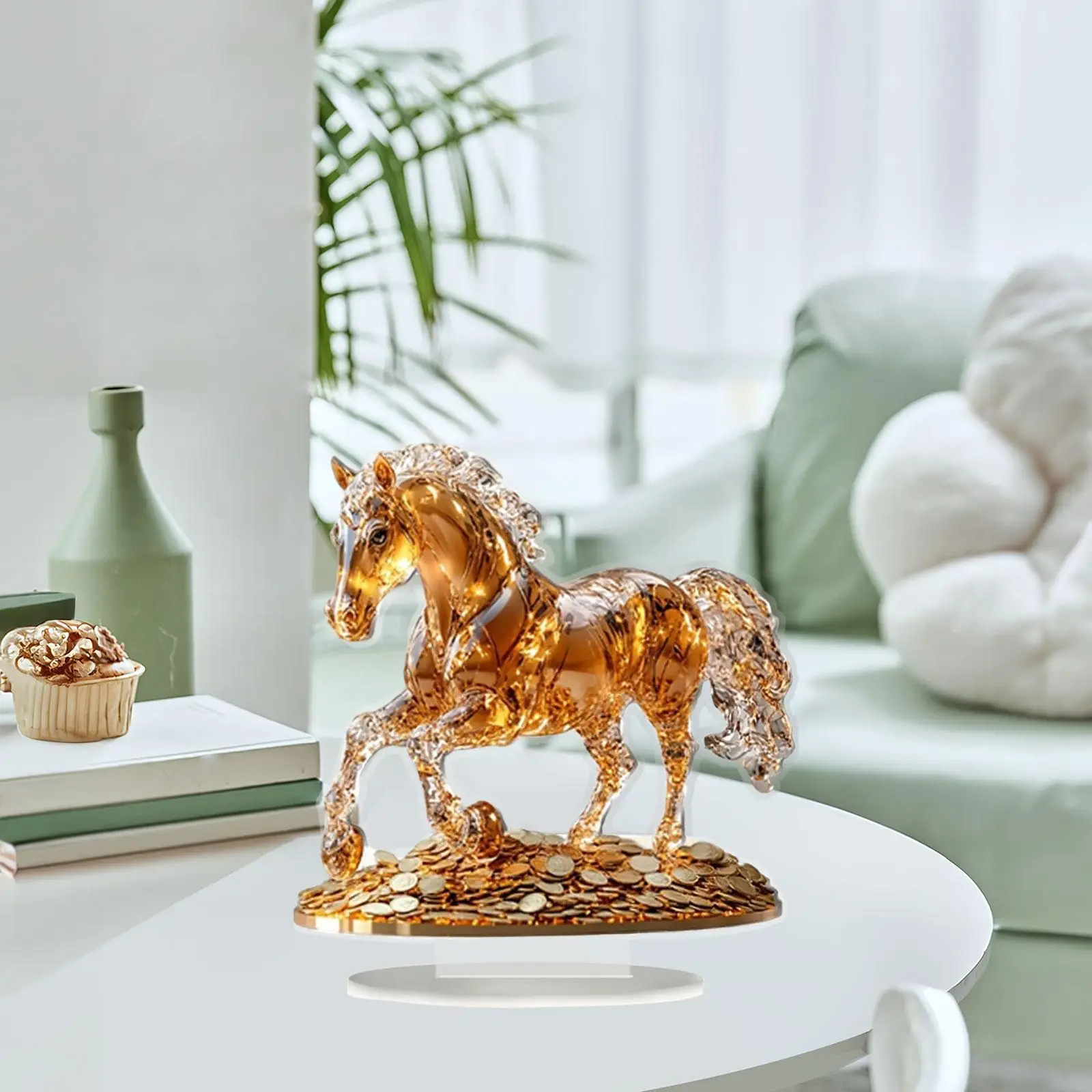 2D Horse Shaped Acrylic Sign Statue with Stand Desk Figure Desktop Ornament for Bookshelf Party Festival Decoration