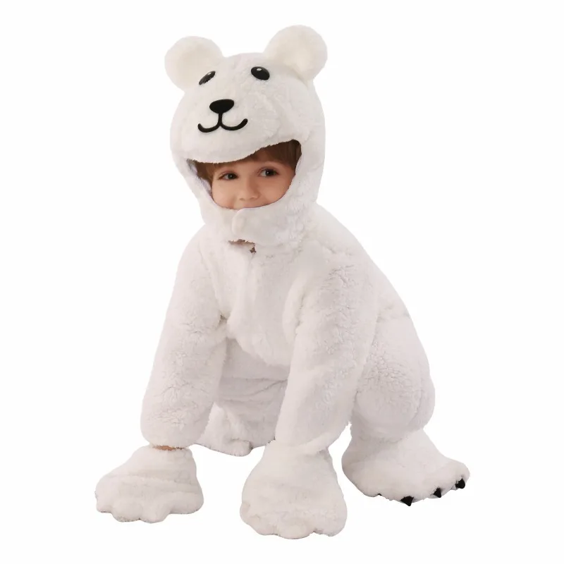 子供用暖かい白いクマのロールプレイスーツ、軽量で着やすい、クリスマス、ページェント、誕生日パーティー、屋外イベントに最適