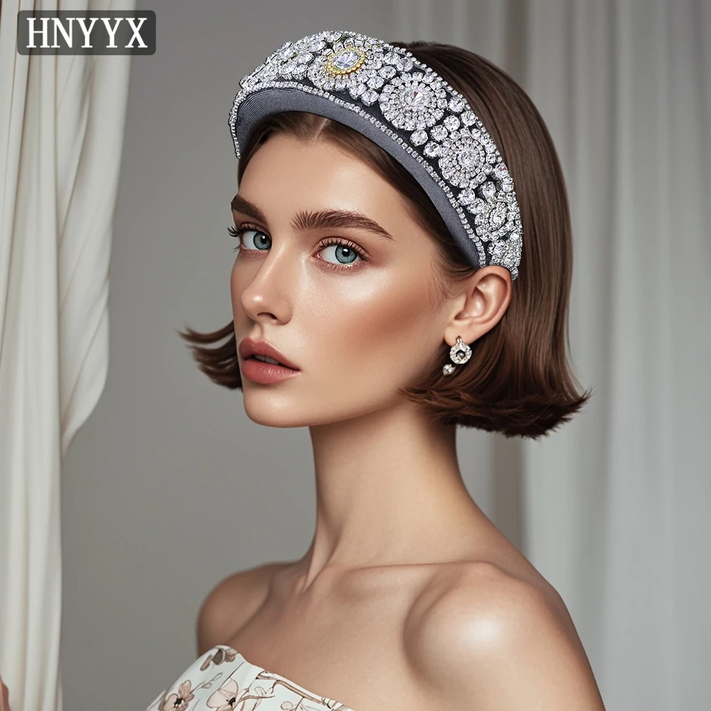 

HNYYX European Fashion Luxury Baroque Rhinestone Headband Wide Edge Full Crystal Hair Accessories Wedding Bride Headpieces A257