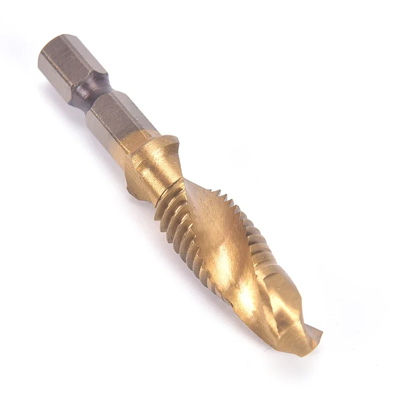 M3-M10 Hex Shank Titanium Plated HSS Hand Screw Thread Metric Tap Drill Bits