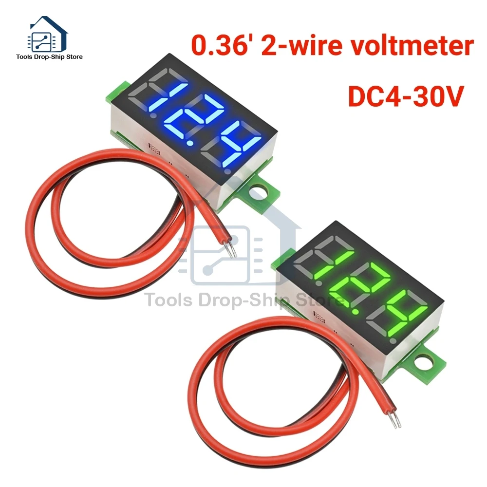 0.36 โวลต์มิเตอร์เครื่องทดสอบแรงดันไฟฟ้าดิจิตอล LED Mini โมดูล DC4-30V โวลต์เครื่องวัดสําหรับรถจักรยานยนต์รถแบตเตอรี่