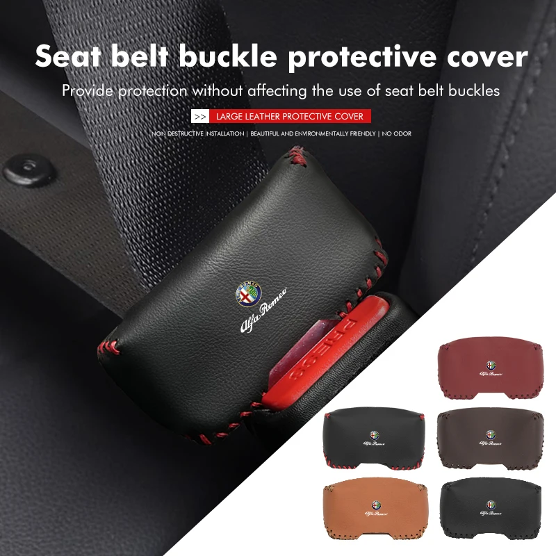 For Alfa Romeo Car Seat Belt Buckle Cover Anti-Scratch Protective Case Giulietta GT 159 147 156 Mito Brera Giulia Spider F1