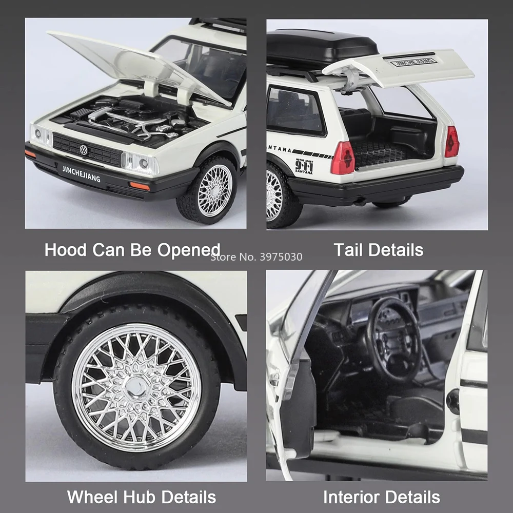 1:32 Santana Wagon Auto's Modellen Speelgoed Legering Diecast Wiel Trek Vintage Auto met Lichte Muziek Voertuigen voor Kinderen Collectie Plezier