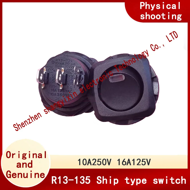 Original certified SCI push button switch R13-135 Red LED 3V Boat switch 10A250V 4 pin 2 speed opening 20mm