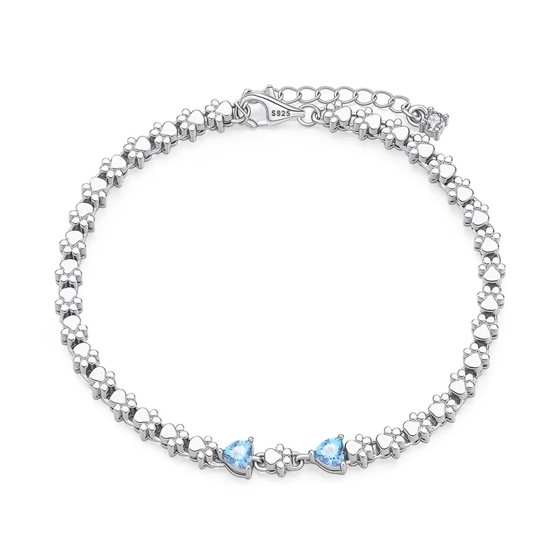 

Original 925 Sterling Silver Cat Paw Bracelet Sparkling CZ Zircon For Women Girls Fine Birthday Party Lucky Cute Jewelry Gifts