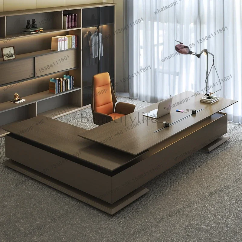 LD Light Luxury Boss Table Designer High Quality Modern Monitor Stand Conference Office Desk Work Storage Bureau