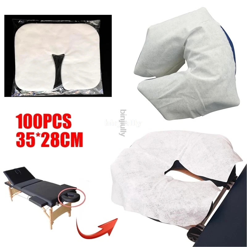 100pcs Disposable Non-Woven Headrest Pillow Paper Beauty Spa Salon Bed Table Cover Massage Face Cradle Table Head Rest Covers