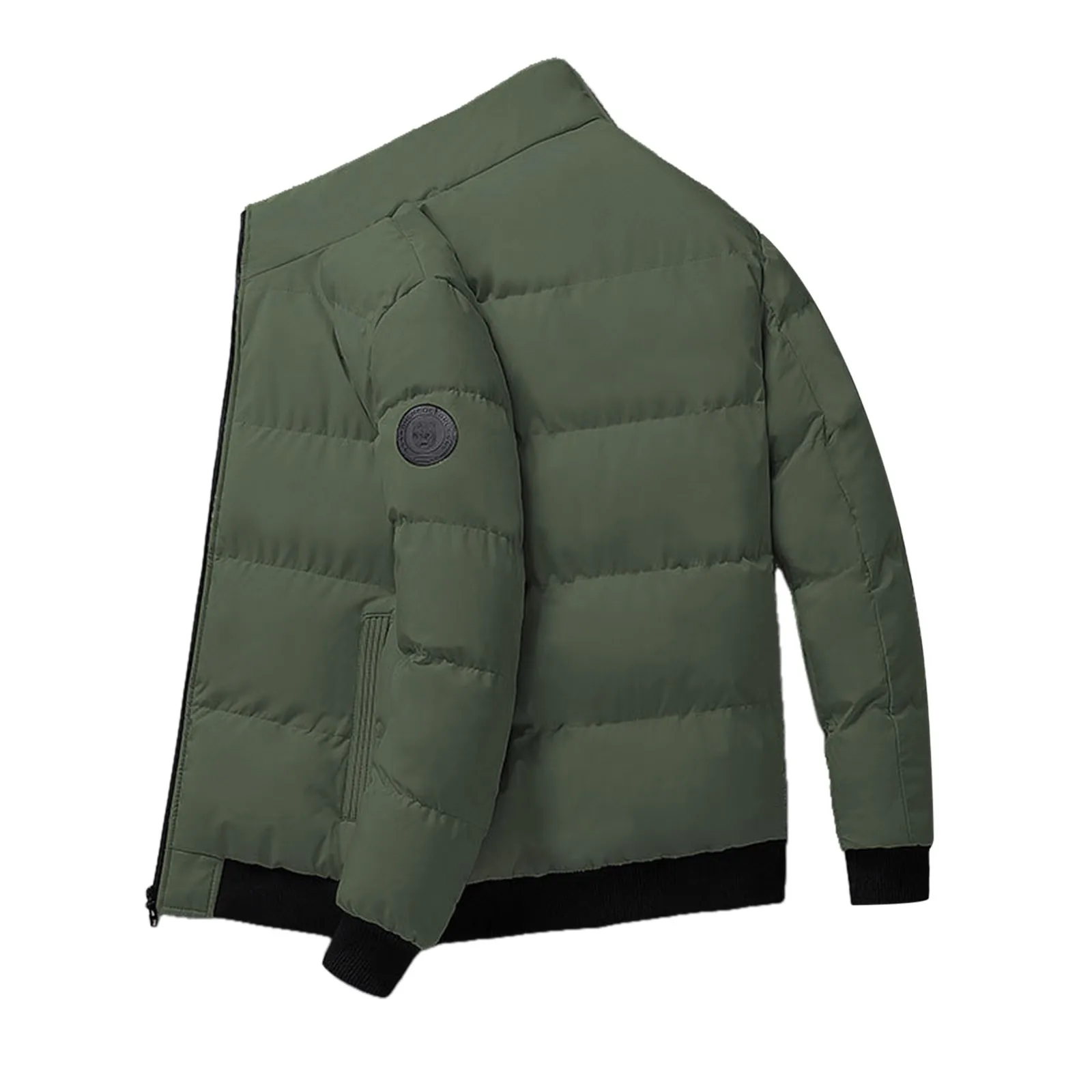 Chaqueta de algodón para hombre, abrigo de invierno con cuello levantado, manga larga, mantiene el calor, abrigos acolchados de algodón con cremallera, chaqueta acolchada a prueba de viento