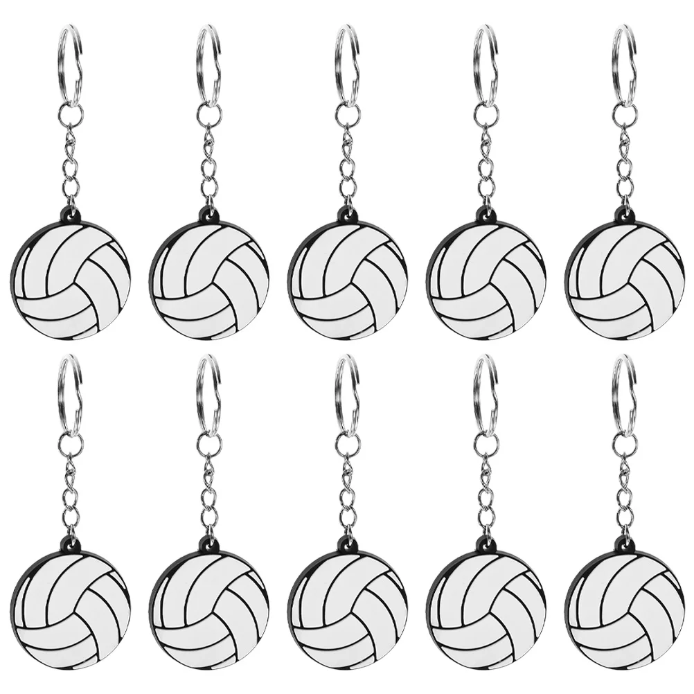 

10 шт., мини-волейбольные брелки из ПВХ, спортивный мяч, сумка, брелоки для ключей, спортивная тема, брелки для сумки, подвеска для ключей