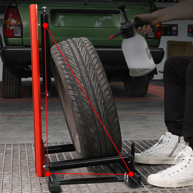Car Detailing Rolling Wheel Stand 360° Tire & Wheel Detailing System Automotive Cleaning Equipment Rim&Tire Cleaner Stand