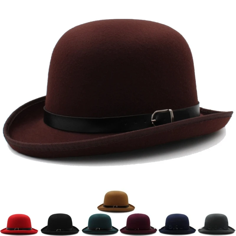 

Slightly Big Head Circumference Men's and Women's Oval-topped Bole Hats British Classic Retro Woolen Felt Top Hats