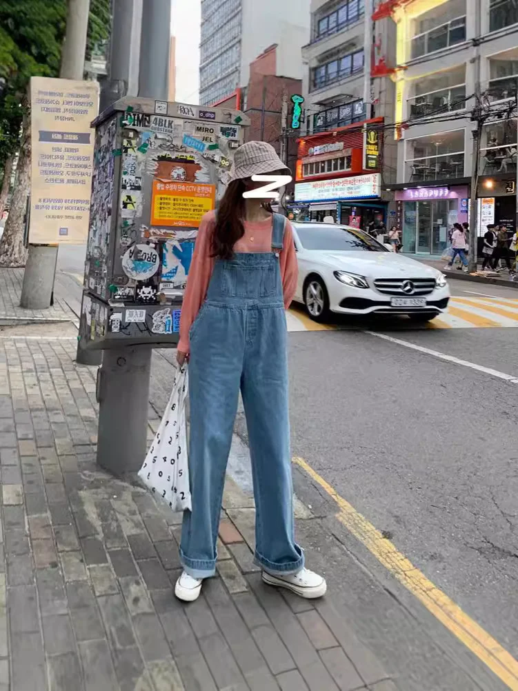 여성용 블랙 점프수트 프렌치 소프트 니트 라이트 슬림핏 글로시 실키 댄스 스타일 힙 웨이스트 루즈 데님 보우