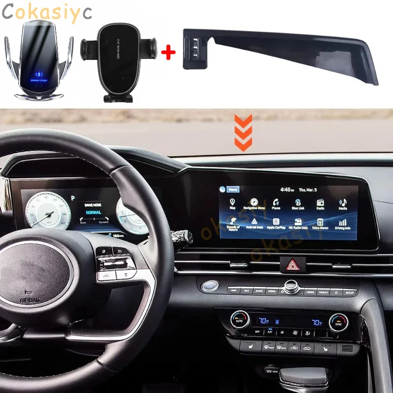 For Hyundai Elantra CN7 2021 2022 2023 2024 Car Phone Holder Screen Fixed Navigation Bracket Wireless Charging Car Accessories