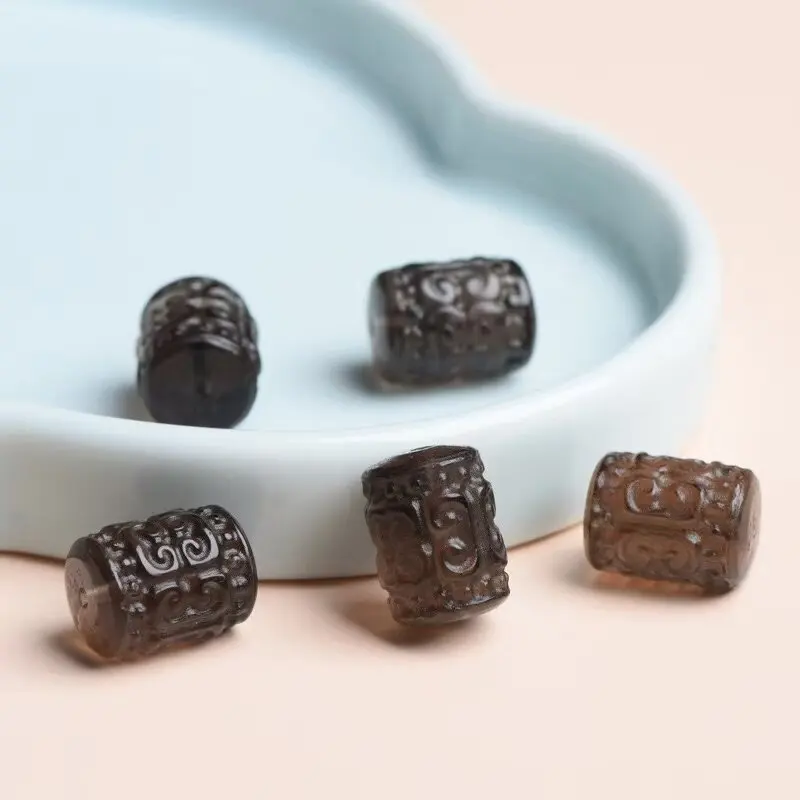Natural ice black flare paper pattern bucket bead accessories