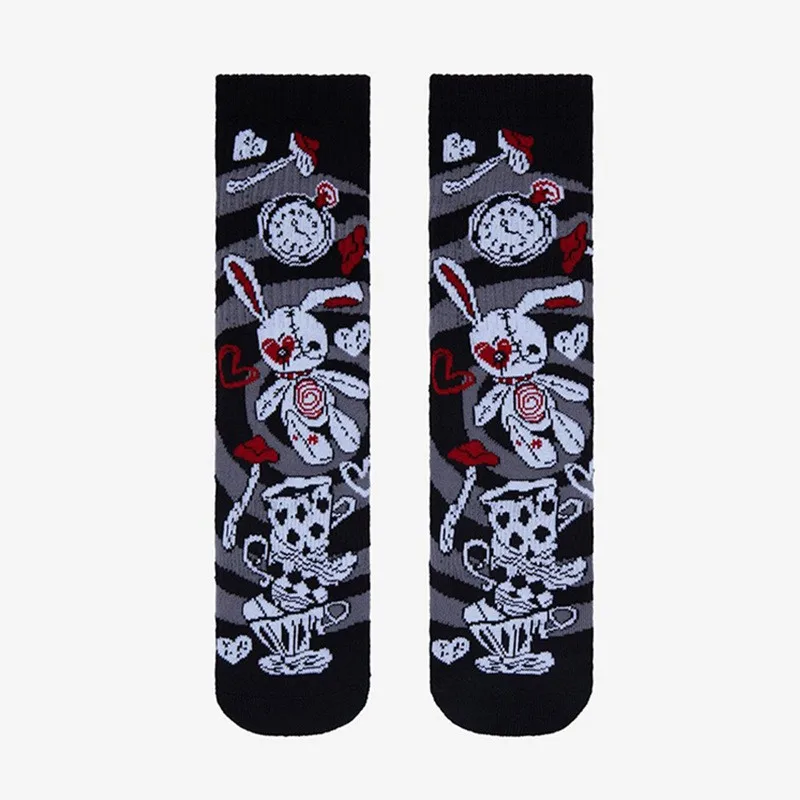 Vintage Retro Gothic Dark Skull Skeleton Doll Crew Socks Elastic Unisex Cotton Women Men Funny Stocking Novelty Harajuku Socks