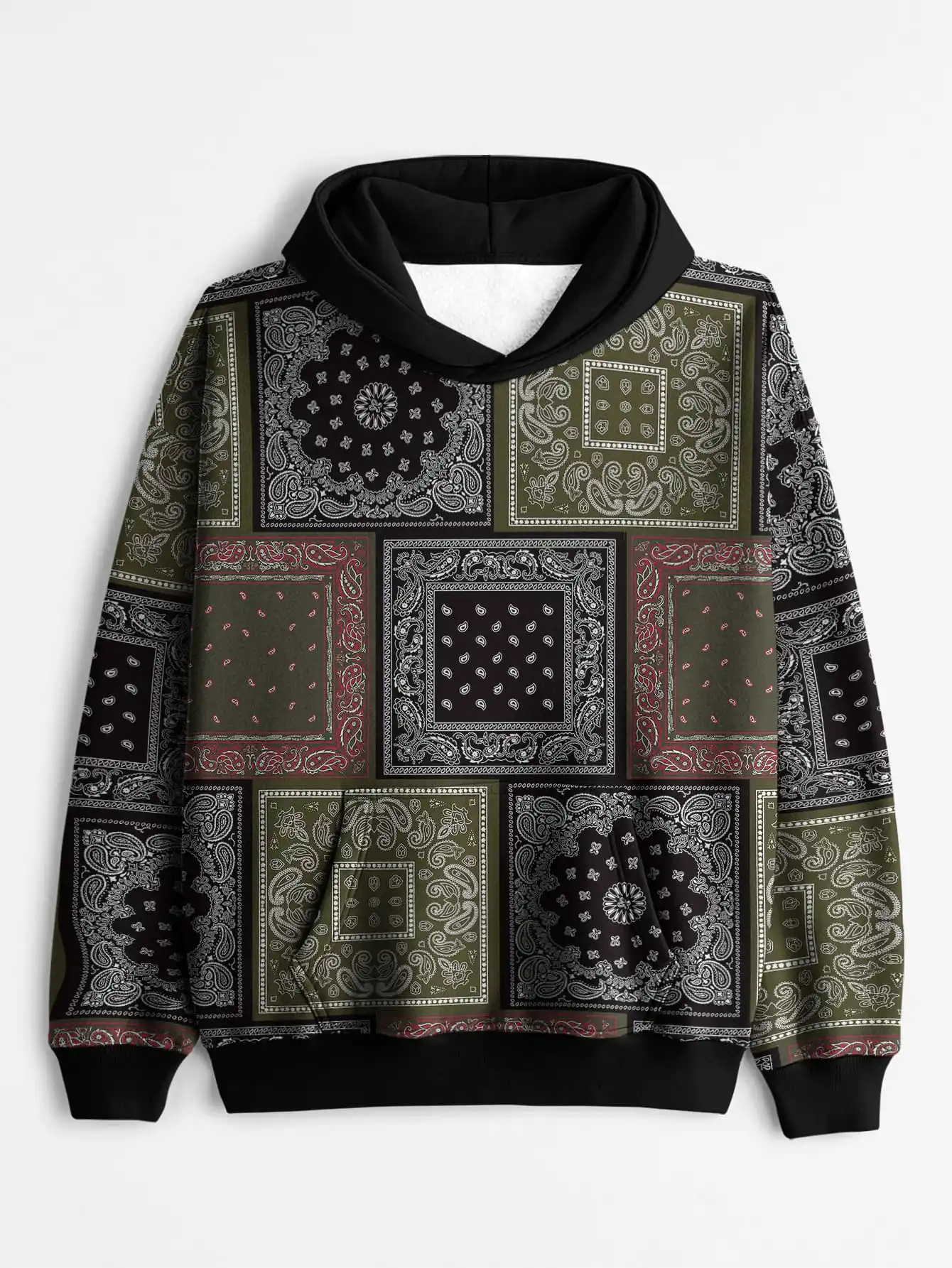 

3D Printed Hoodies Outdoor Retro Pattern Patchwork Hooded Sweatshirt Casual Street Style Pullover Hoodies Tops