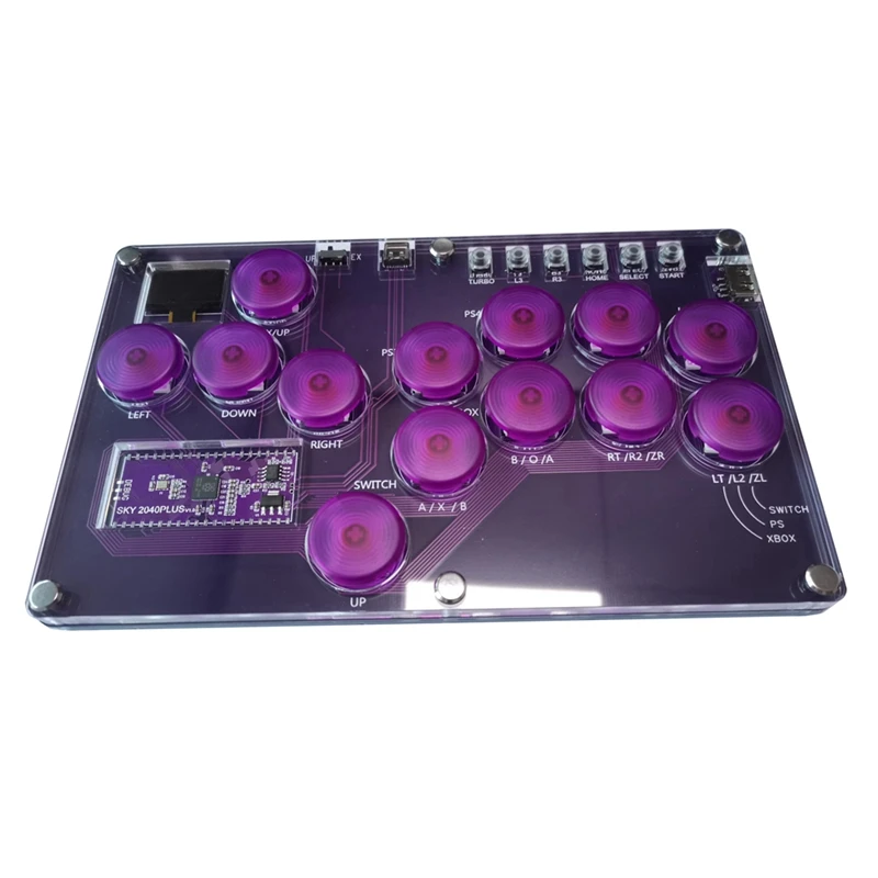 Fight Stick Arcade Joystick Hot-Swap Encoder Controller Xinput/Dinput Mini Hitbox Console For PC/Switch/PS3/PS4 Purple Durable