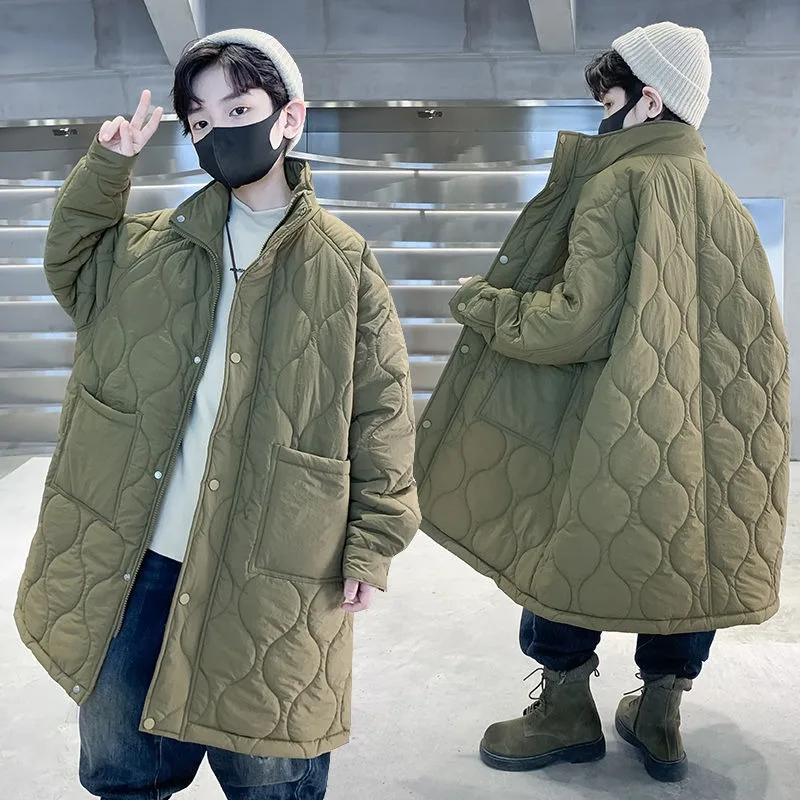 2025 New Boys Quilted Down Cotton Coat Thickened Winter Kids Outerwear Medium & Large Kids Winter Jacket