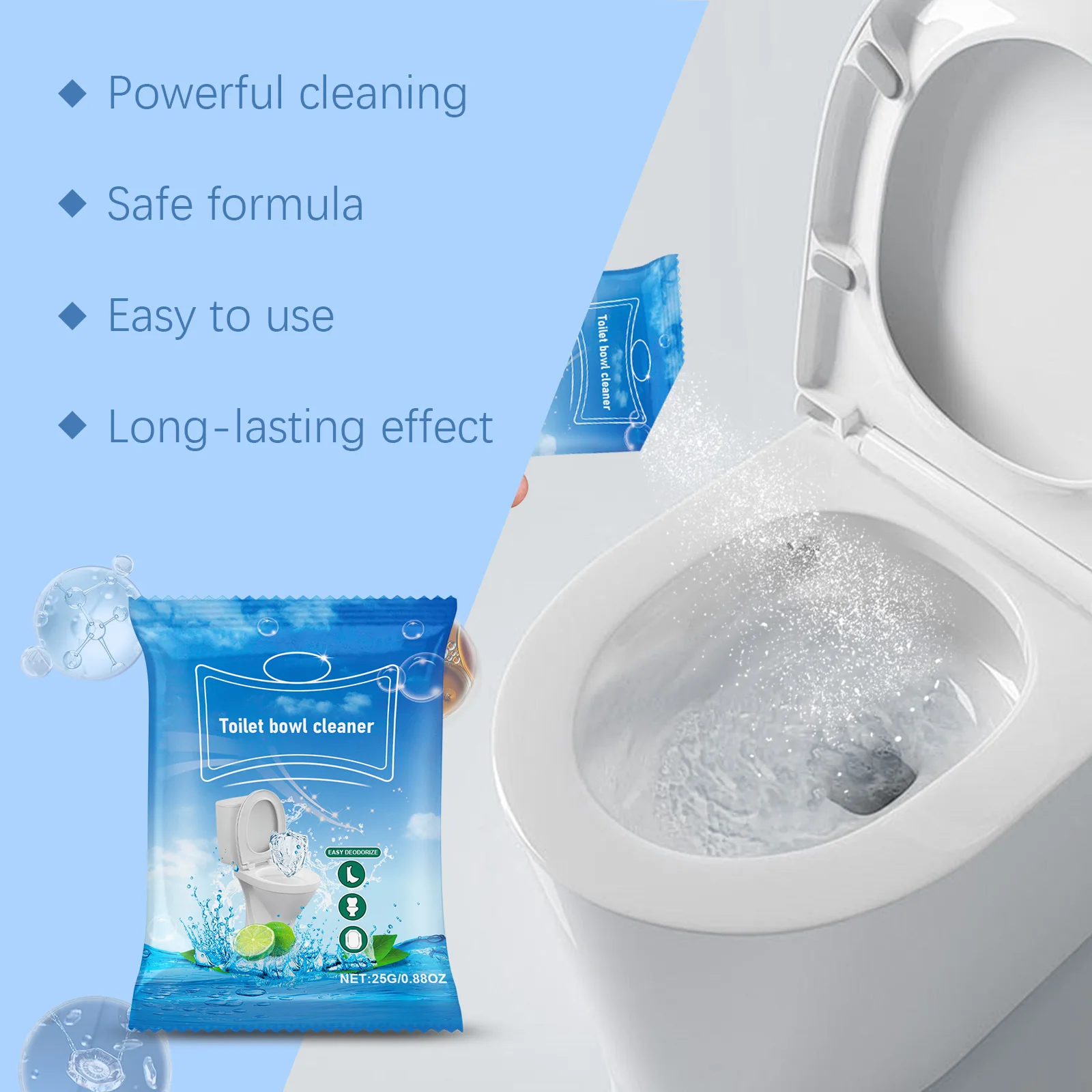 Toilet Bowl Cleaner Remove Yellowing Urine Dirt Tank Descaling Bowl Deodorizing WC Flushing Cleaning Automatic Deodorant Powder