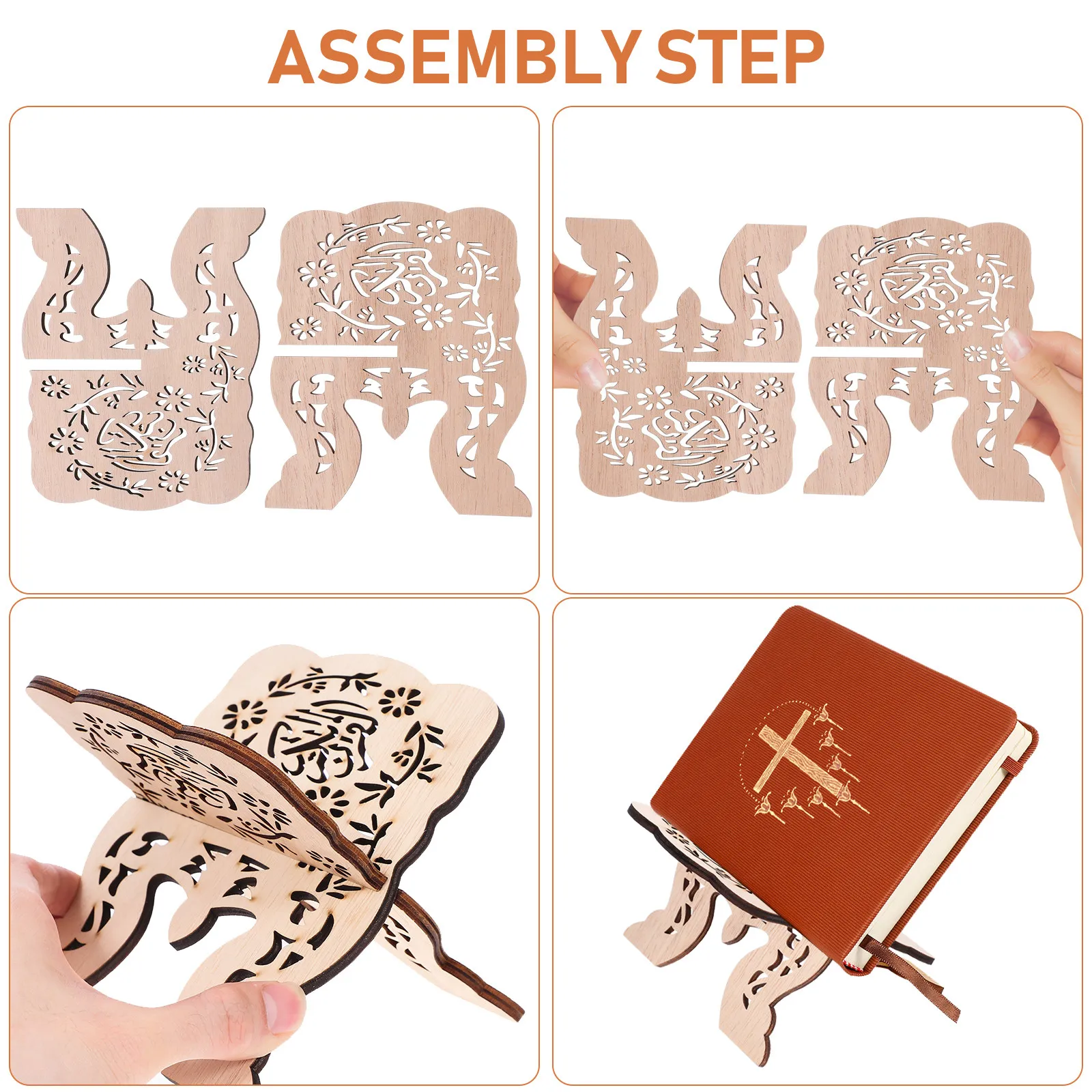 

Wooden Bible Book Stand | Foldable Desktop Reading Holder for Bible, Quran & Religious Books (A Style)