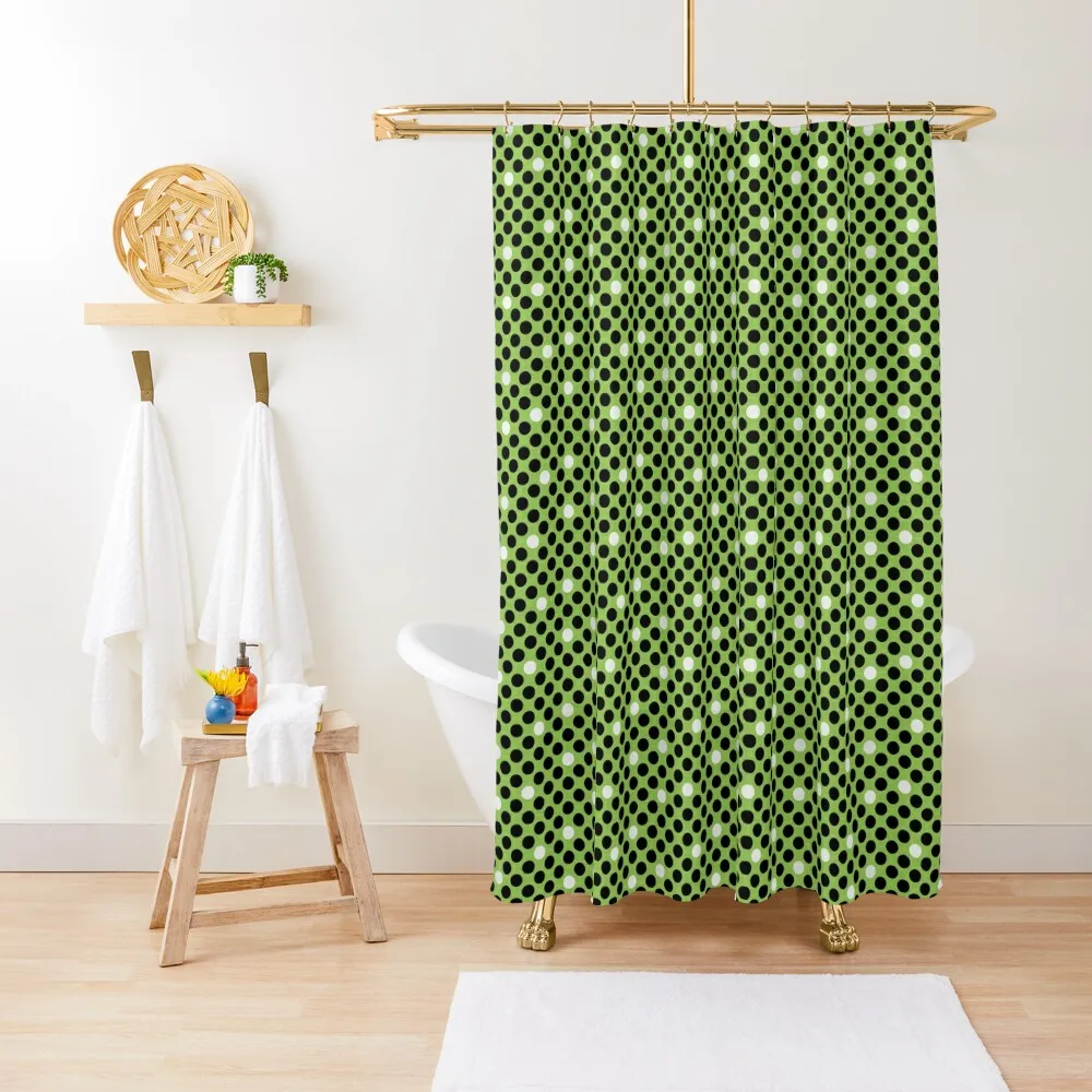 

Black and White Polka Dots on Green Shower Curtain Funny Shower Shower Waterproof Bathroom For Set For Bathroom Curtain