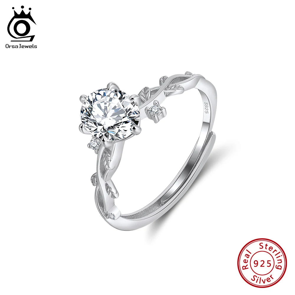 

ORSA JEWELS Oval Cubic Zirconic 925 Sterling Silver Ring Adjustable 8A CZ Finger Ring Aesthetic Wedding Fashion Jewelry LZR47