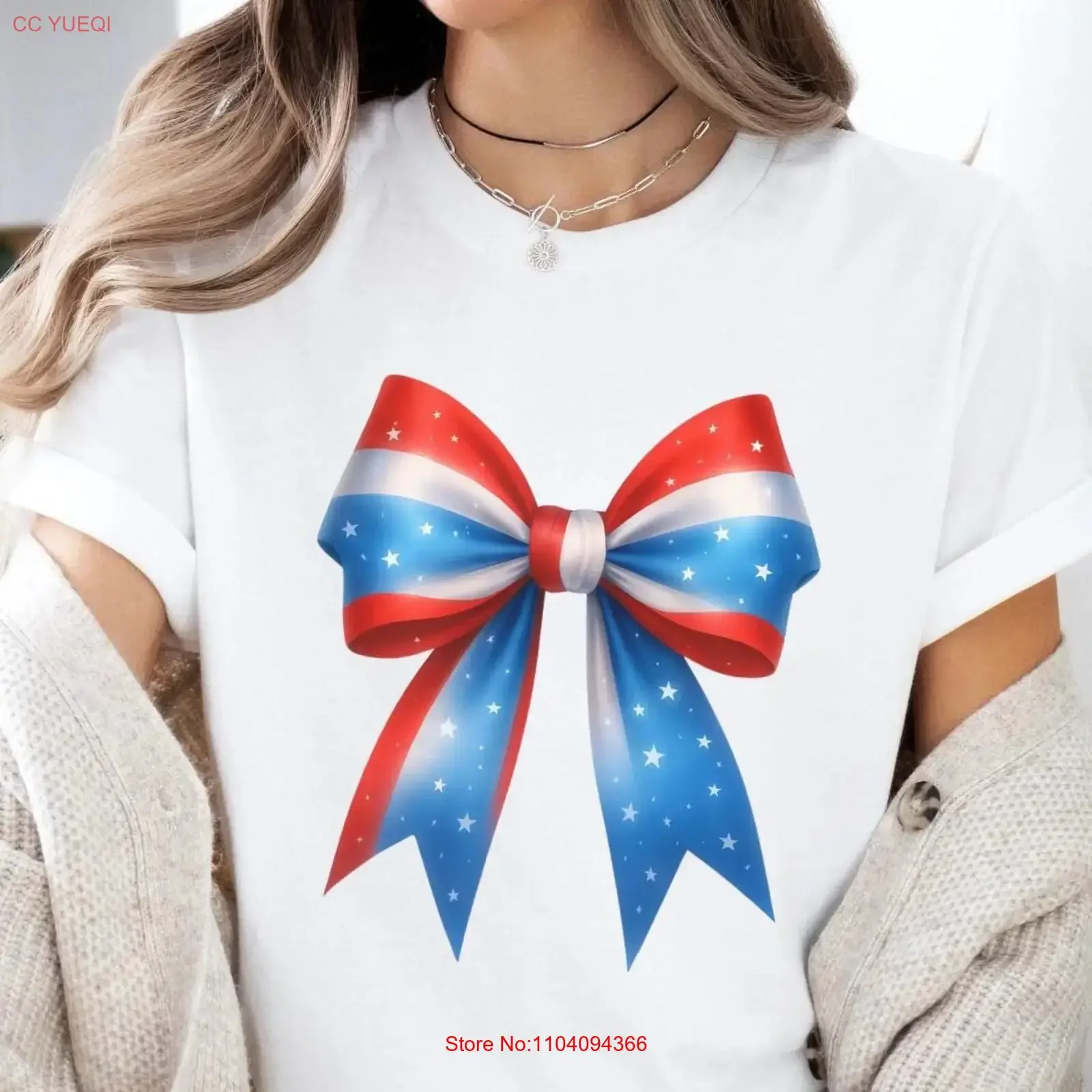 Patriotic Coquette Bow T Shirt Independence Day Themed 4th of July USA Red White And Blue Trendy Americana vintage Washed homme