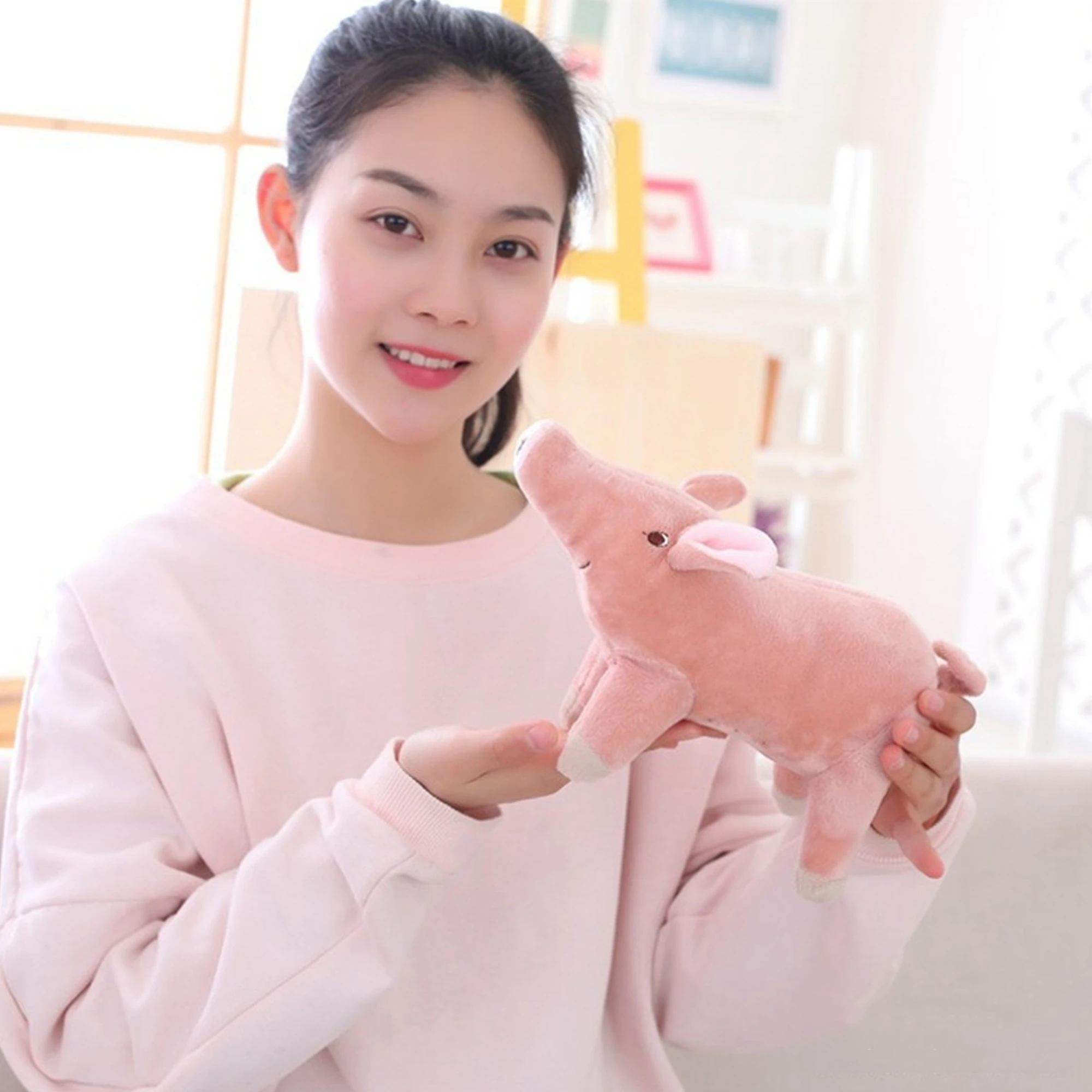 New 25CM Plush Toys Cartoon Pig Shaped Doll Throw Pillow Stuffed Toys Nice Gift For Kids Adults Lovely Dark Pink Hot Sale