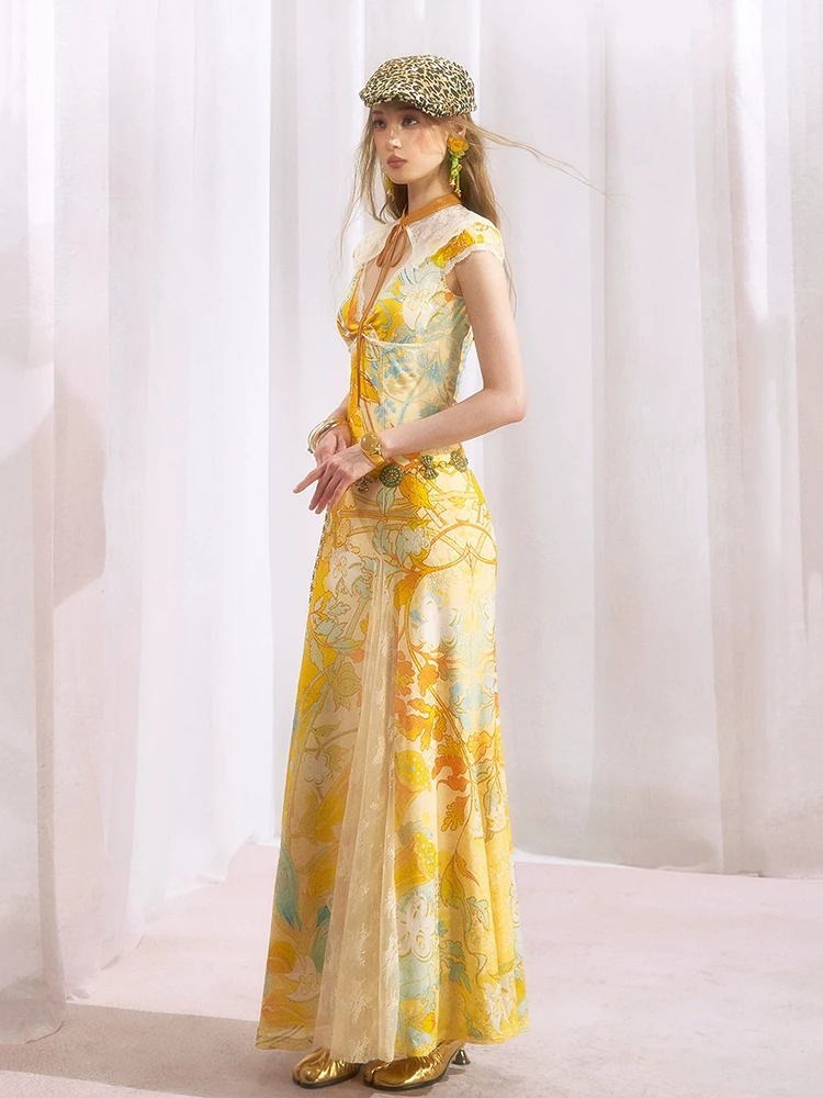 REDDACHiC Allover Print Summer Dress with Shawl Romantic Floral Cap Sleeve Long Dress Strappy Lace Cape New In Women Clothing