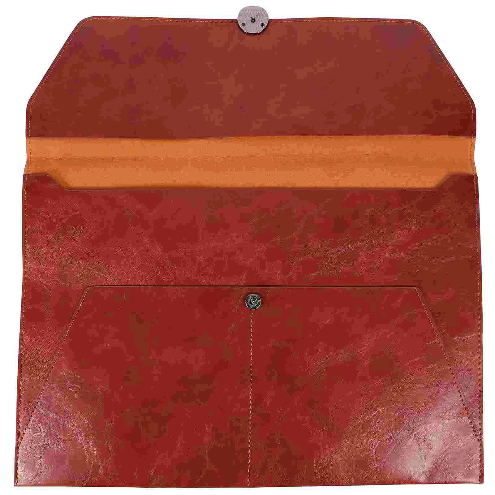 Revision A4 Imitation Large Capacity Storage Bag Expandable File Folder Business Brown