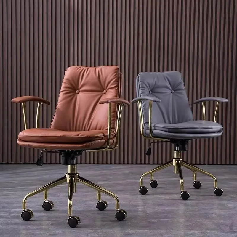 Luxury Roller Office Chair Visitor Modern Gold Study Swivel Office Chair Ergonomic High Comfortable Silla De Oficina Furniture