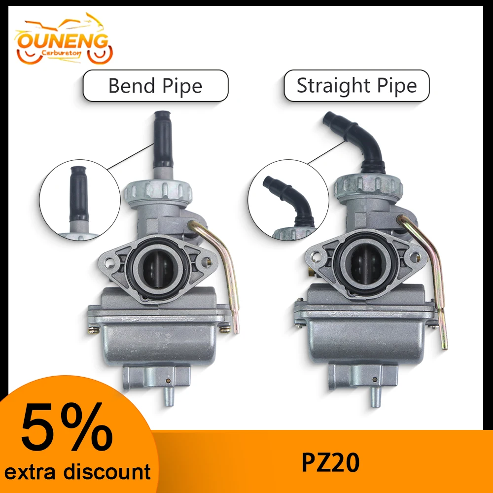PZ20 Carburetor Replacement 20mm Bend Straight Pipe For 50cc-110cc ATV Quad Dirt Pit Bike