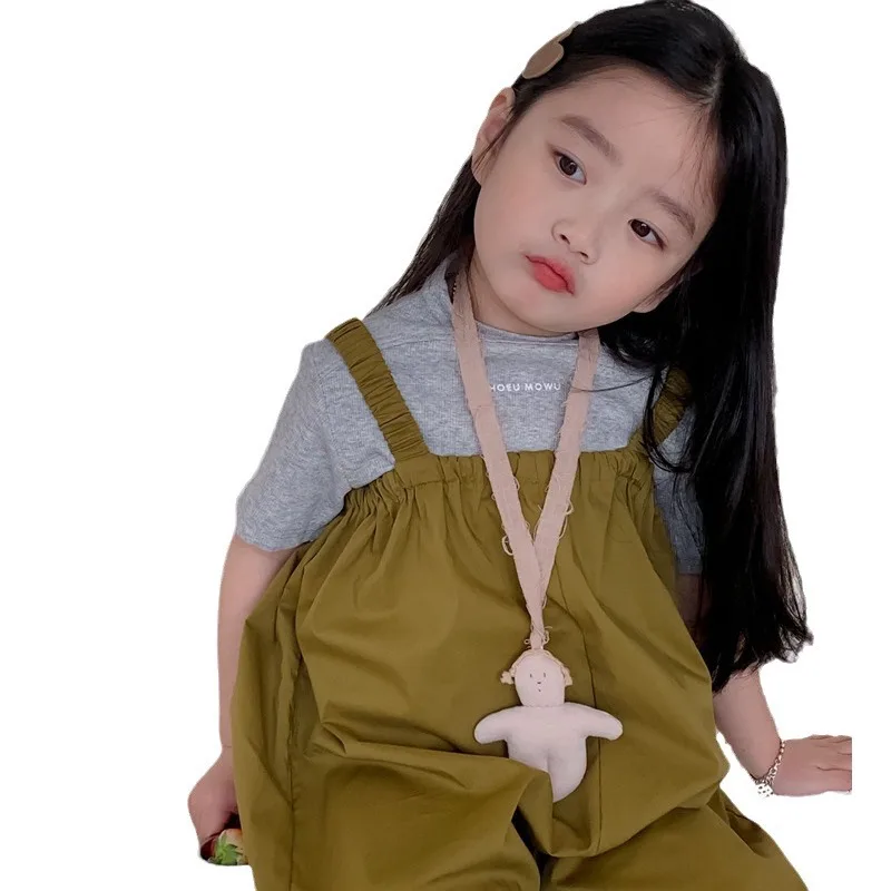 Children Clothing 2024 New Fashionable Casual Korean Style Spring Girls Short Sleeve High Collar Strip Short Sleeve Top