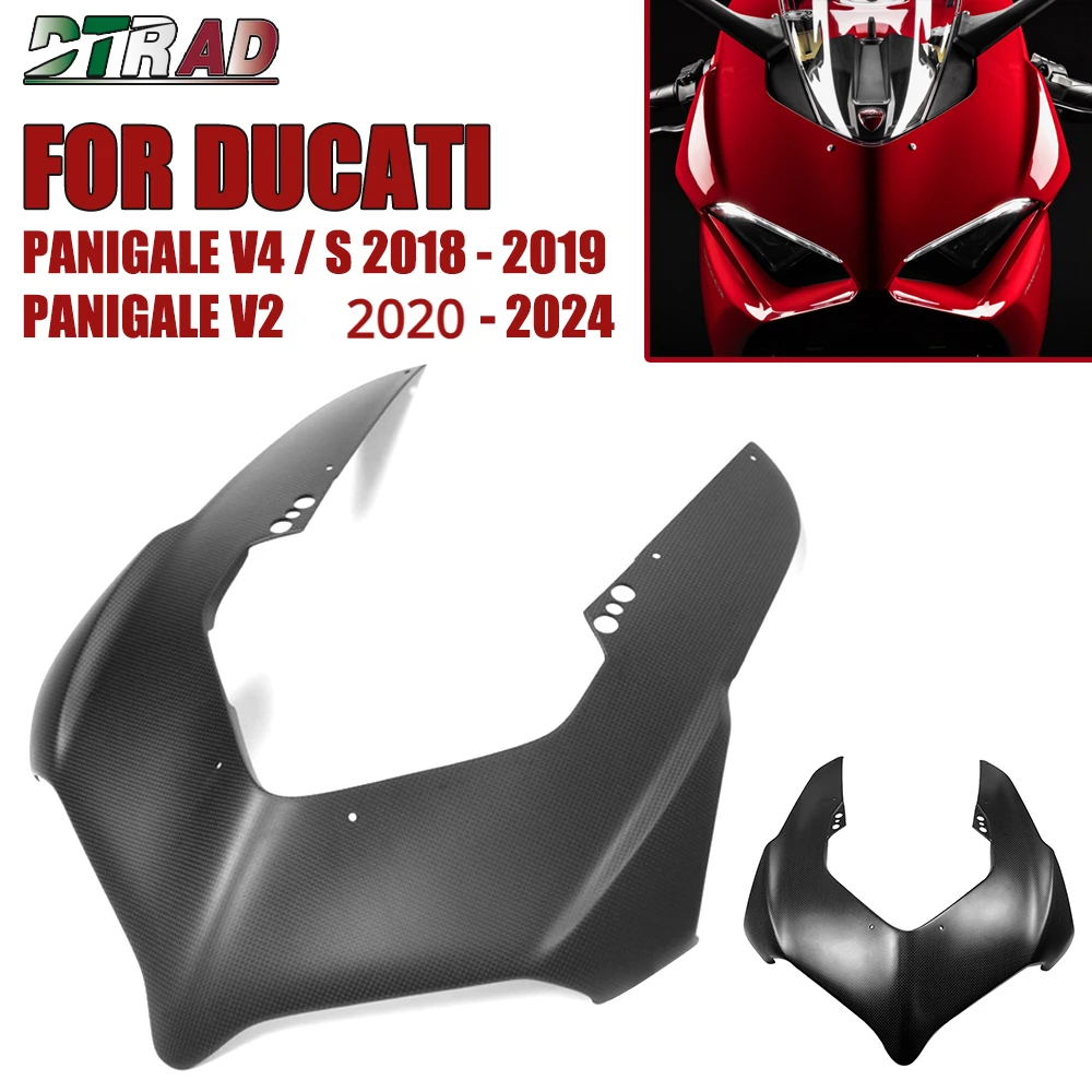 For DUCATI Panigale V4 V4S 2018 2019 V2 2020-2023 Carbon Fiber Matte Head Cowl Hood Front Fairing Kits Motorcycle Accessories