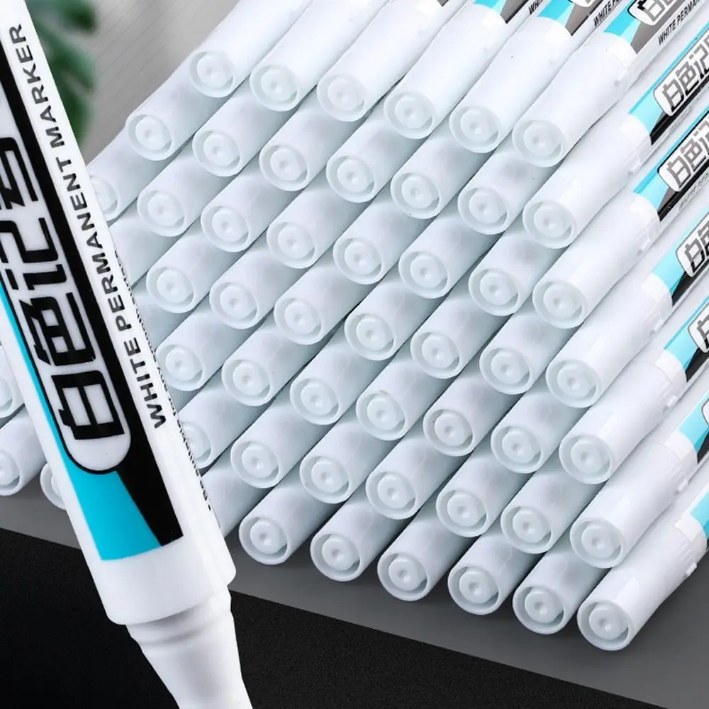 0.7mm/1.0mm/.2.5mm White Permanent Paint Pen Waterproof Not Easy To Fade White Marker Pens Wear Resistant Extra Large Ink Volume