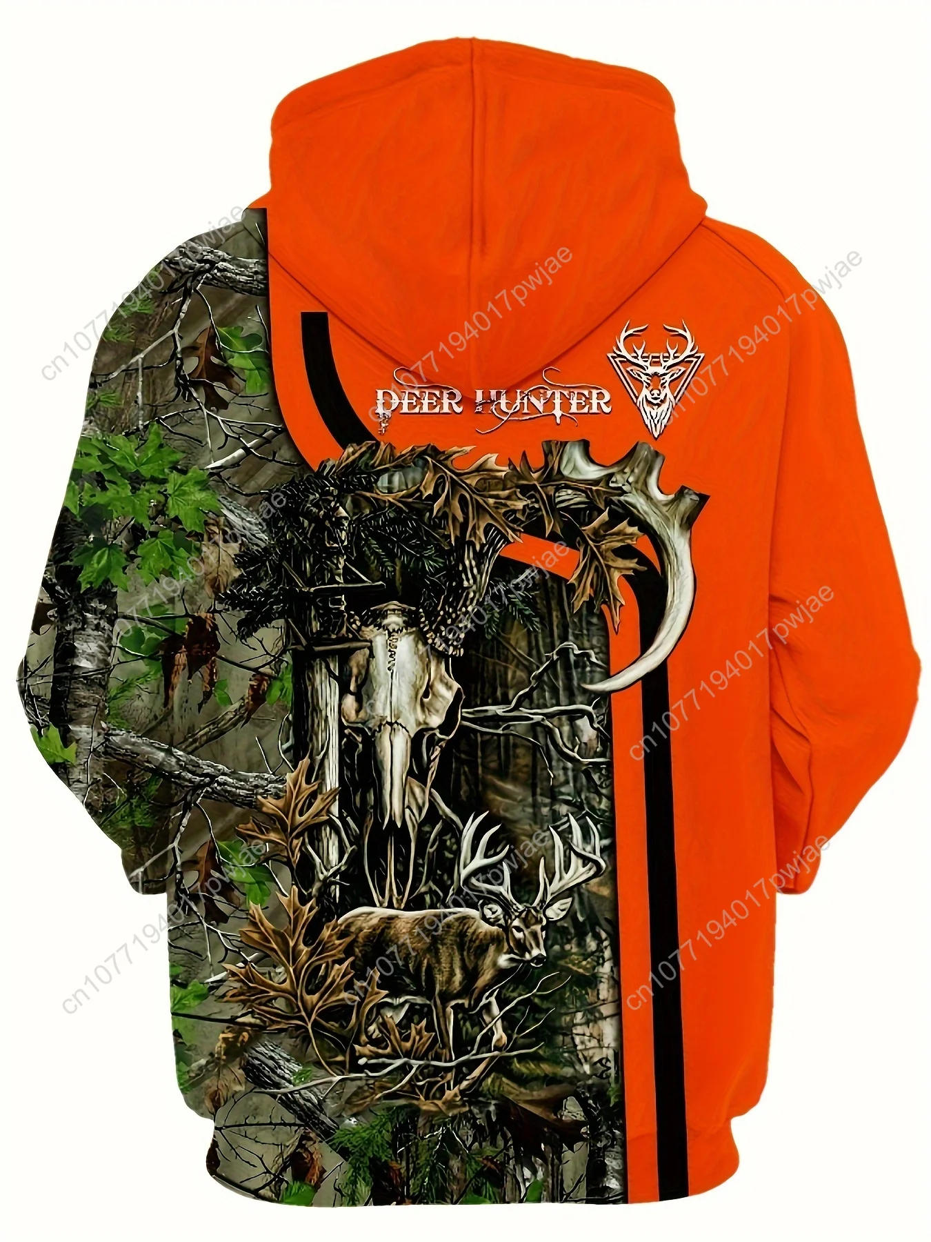 3D-Camouflage-Hoodie-Sweatshirt für Herren, lässiger Pullover mit Tiermuster und leichtem Stretch, Polyester 100 %, normale Passform, Strickstoff, 210