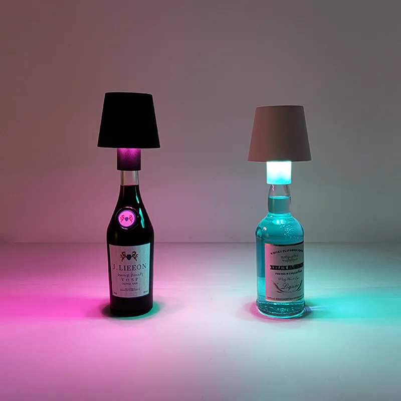 Creative Restaurant Bar Bottle Light RGB Color Ring Dimming Portable Lamp Head USB Charging Bedside Decoration Night Light